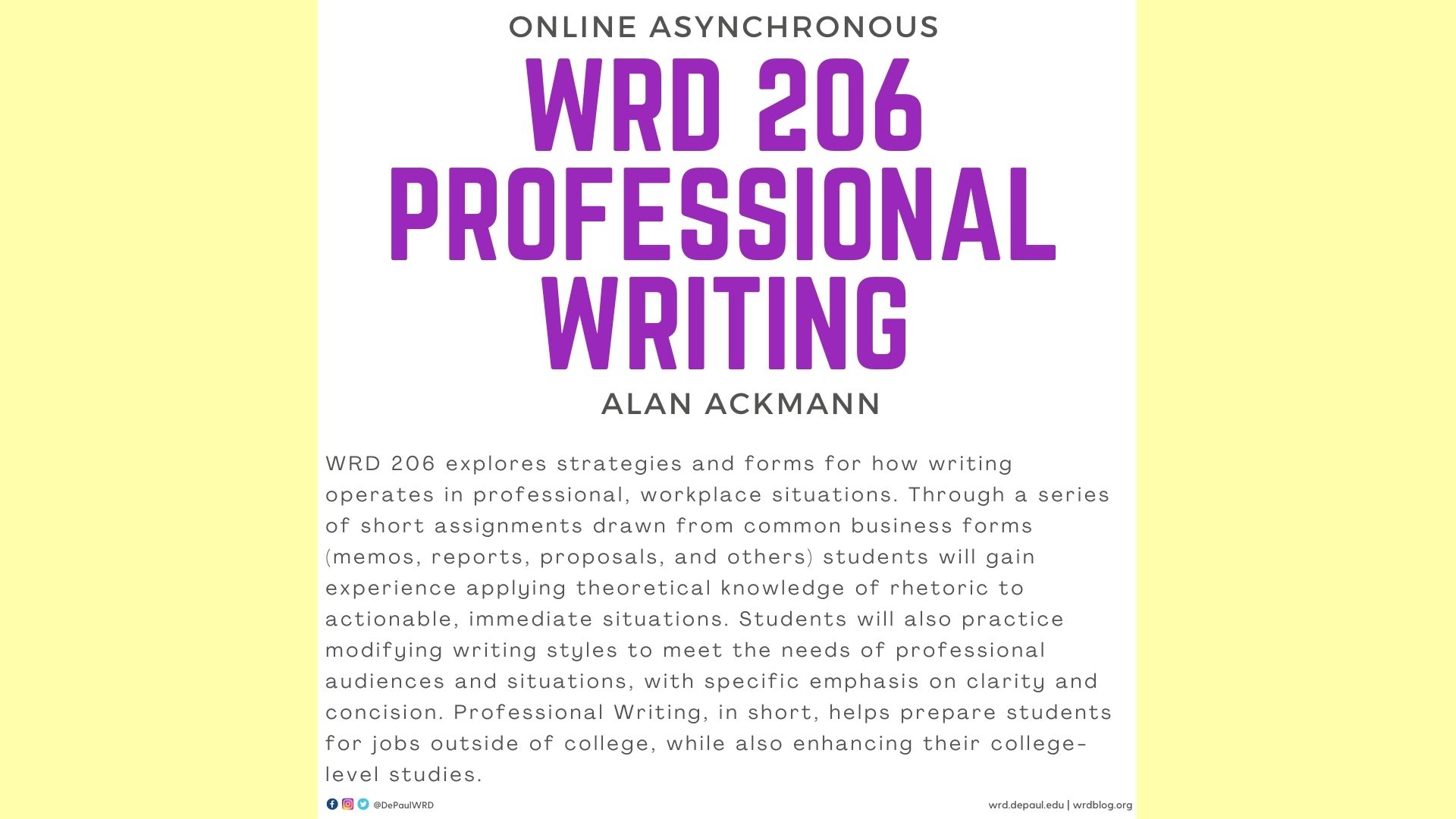 WRD 206 Professional Writing